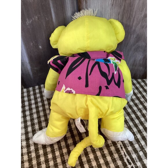 Vintage 1987 Fisher-Price Puffalump Yellow Monkey Nylon Plush w/ Hawaiian Shirt - Picture 8 of 13
